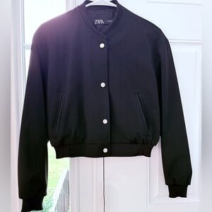 Zara Women's Classic Black Bomber Jacket